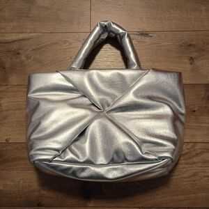 a new day Metallic Silver Tote Bag